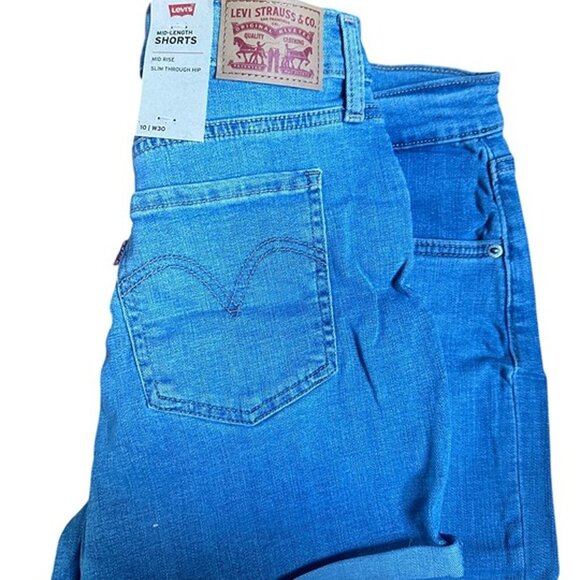 Levi's Jean Shorts Women's Size 30 Blue Mid-Length Denim Pockets - Picture 7 of 7
